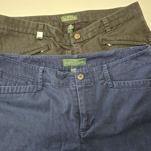 Two Pair Of Lauren Ralph Lauren Capris Pants Royal Blue & Black Size 10